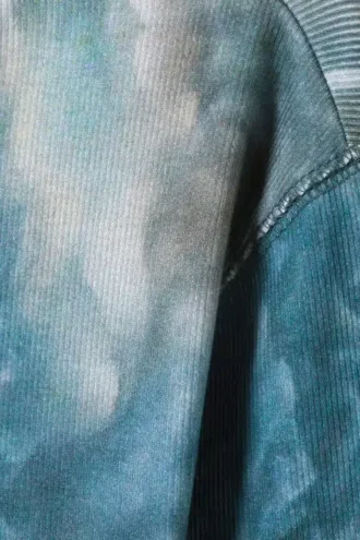 Langarmshirt mit Rippstrick – Grau & Blau mit Drachenprint