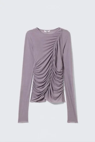 Langarmshirt mit Rüschen – Flieder