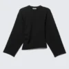 Langarmshirt mit Rüschen – Schwarz Langarmshirt mit Rüschen – Schwarz