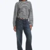 Langarmshirt mit Rüschen – Schwarz/Grau gestreift Langarmshirt mit Rüschen – Schwarz/Grau gestreift