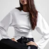 Langarmshirt mit Rüschen – Weiß