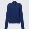 Langarmshirt mit Stehkragen – Hellblau