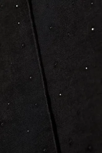 Langarmshirt mit Stehkragen und Strasssteinen – Schwarz – Strasssteine