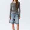 Langarmshirt mit tiefem Rückenausschnitt – Grau Langarmshirt mit tiefem Rückenausschnitt – Grau