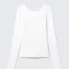 Langarmshirt mit tiefem Rückenausschnitt – Weiß Langarmshirt mit tiefem Rückenausschnitt – Weiß