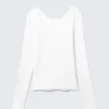 Langarmshirt mit tiefem Rückenausschnitt – Weiß Langarmshirt mit tiefem Rückenausschnitt – Weiß