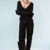 Langarmshirt mit tiefem V-Ausschnitt – Schwarz Langarmshirt mit tiefem V-Ausschnitt – Schwarz