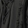 Lange Tunika mit Rüschen und Cut-outs – Dunkelgrau Lange Tunika mit Rüschen und Cut-outs – Dunkelgrau