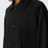Langer, einreihiger Baumwoll-Car-Coat – gewaschen, schwarz Langer, einreihiger Baumwoll-Car-Coat – gewaschen, schwarz