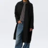 Langer, einreihiger Baumwoll-Car-Coat – gewaschen, schwarz Langer, einreihiger Baumwoll-Car-Coat – gewaschen, schwarz