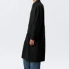 Langer, einreihiger Baumwoll-Car-Coat – gewaschen, schwarz Langer, einreihiger Baumwoll-Car-Coat – gewaschen, schwarz