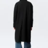 Langer, einreihiger Baumwoll-Car-Coat – gewaschen, schwarz Langer, einreihiger Baumwoll-Car-Coat – gewaschen, schwarz