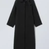 Langer Oversize-Mantel aus Wollmischung – Schwarz