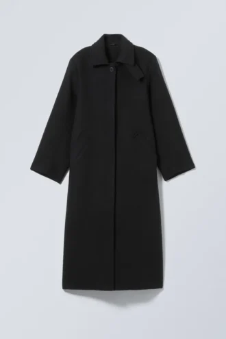 Langer Oversize-Mantel aus Wollmischung – Schwarz