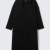 Langer Oversize-Mantel aus Wollmischung – Schwarz Langer Oversize-Mantel aus Wollmischung – Schwarz