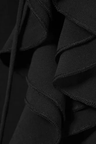 Langärmelige Bluse mit Rüschen – Schwarz