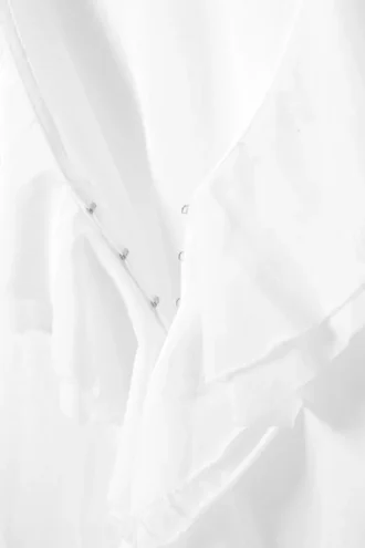 Langärmelige Wickelbluse mit Rüschen – Weiß