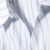 Langärmliges, asymmetrisches Mini-Hemd-Kleid – Blau gestreift