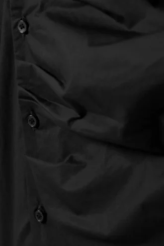 Langärmliges, asymmetrisches Mini-Hemd-Kleid – Schwarz