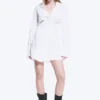 Langärmliges, asymmetrisches Mini-Hemd-Kleid – Weiß Langärmliges, asymmetrisches Mini-Hemd-Kleid – Weiß