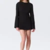 Langärmliges Baumwoll-Minikleid – Schwarz Langärmliges Baumwoll-Minikleid – Schwarz