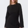 Langärmliges Baumwoll-Minikleid – Schwarz Langärmliges Baumwoll-Minikleid – Schwarz