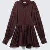 Langärmliges Fit-and-Flare-Minikleid – Dunkles Pflaumenblau Langärmliges Fit-and-Flare-Minikleid – Dunkles Pflaumenblau