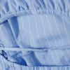 Langärmliges Mini-Wickel-Hemd-Kleid – Hellblau mit Nadelstreifen Langärmliges Mini-Wickel-Hemd-Kleid – Hellblau mit Nadelstreifen