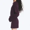 Langärmliges Minikleid aus Baumwolle – Dunkles Pflaumenblau Langärmliges Minikleid aus Baumwolle – Dunkles Pflaumenblau
