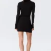 Langärmliges Minikleid mit Druckknöpfen – Schwarz Langärmliges Minikleid mit Druckknöpfen – Schwarz