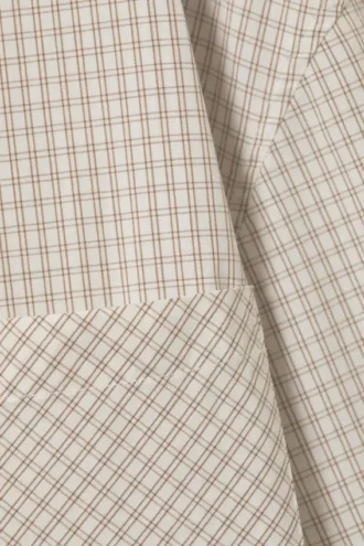 Langärmliges Oversize-Popeline-Hemd – Kariert, hellbeige