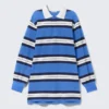 Langärmliges Rugby-Mini-Kleid – Blau gestreift