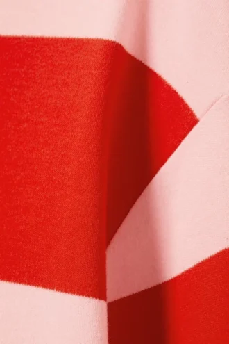 Langärmliges Rugby-Mini-Kleid – rote und rosa Streifen