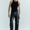 Lederhose mit geradem Bein – Schwarz