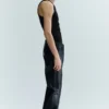 Lederhose mit geradem Bein – Schwarz