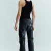 Lederhose mit geradem Bein – Schwarz