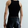 Lederhose mit geradem Bein – Schwarz