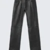 Lederhose mit geradem Bein – Schwarz