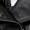 Lederjacke mit hohem Kragen – Schwarz Lederjacke mit hohem Kragen – Schwarz