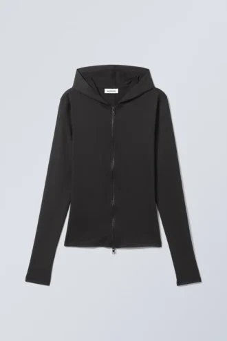 Liah Tight Zip Kapuzenpullover – Schwarz