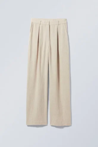 Lilah Hose aus Leinenmischung – Hellbeige