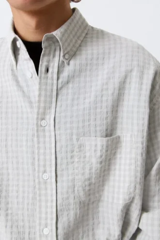 Locker geschnittenes Button-Down-Hemd – grau kariert Locker geschnittenes Button-Down-Hemd – grau kariert