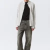 Locker geschnittenes Button-Down-Hemd – grau kariert Locker geschnittenes Button-Down-Hemd – grau kariert