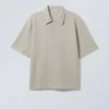 Locker geschnittenes Kurzarmhemd – Hellbeige Locker geschnittenes Kurzarmhemd – Hellbeige