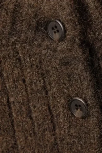 Locker gestrickte Strickjacke – Dunkelbraun meliert Locker gestrickte Strickjacke – Dunkelbraun meliert