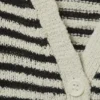 Locker gestrickte Strickjacke mit V-Ausschnitt – weiße und dunkelgraue Streifen Locker gestrickte Strickjacke mit V-Ausschnitt – weiße und dunkelgraue Streifen