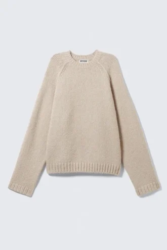 Locker gestrickter Raglan-Pullover – Beige