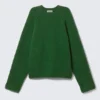 Locker gestrickter Raglan-Pullover – Dunkelgrün Locker gestrickter Raglan-Pullover – Dunkelgrün
