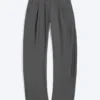 Locker sitzende Barrel-Hose mit geradem Bein – Dunkelgrau meliert Locker sitzende Barrel-Hose mit geradem Bein – Dunkelgrau meliert