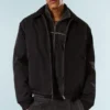 Locker sitzende Jacke mit Reißverschluss – Schwarz Locker sitzende Jacke mit Reißverschluss – Schwarz